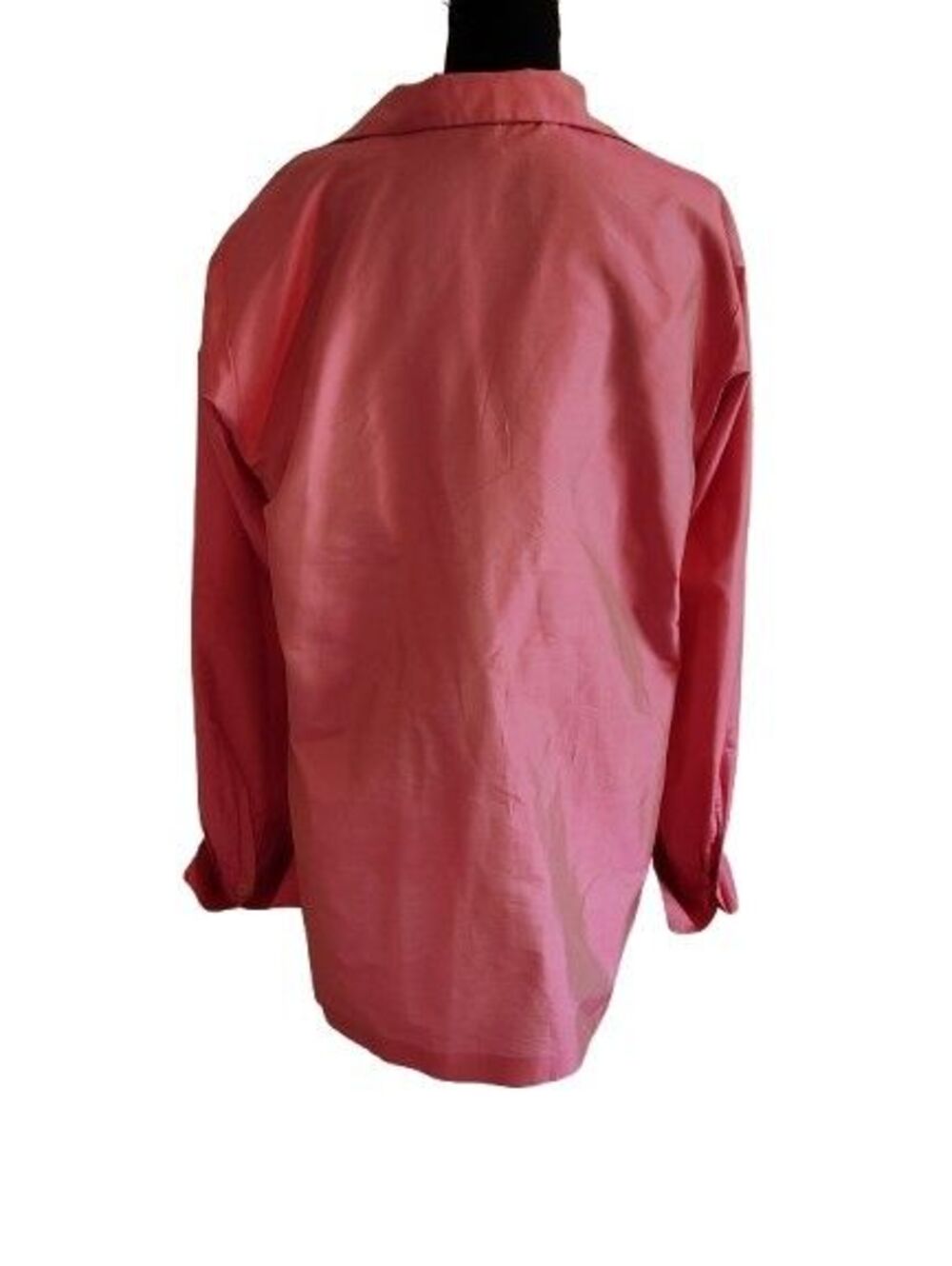 Linda Allard Ellen Tracy Pink Silk Button Up Shirt Blouse Sz 14 Pink Ribbon - Picture 2 of 10